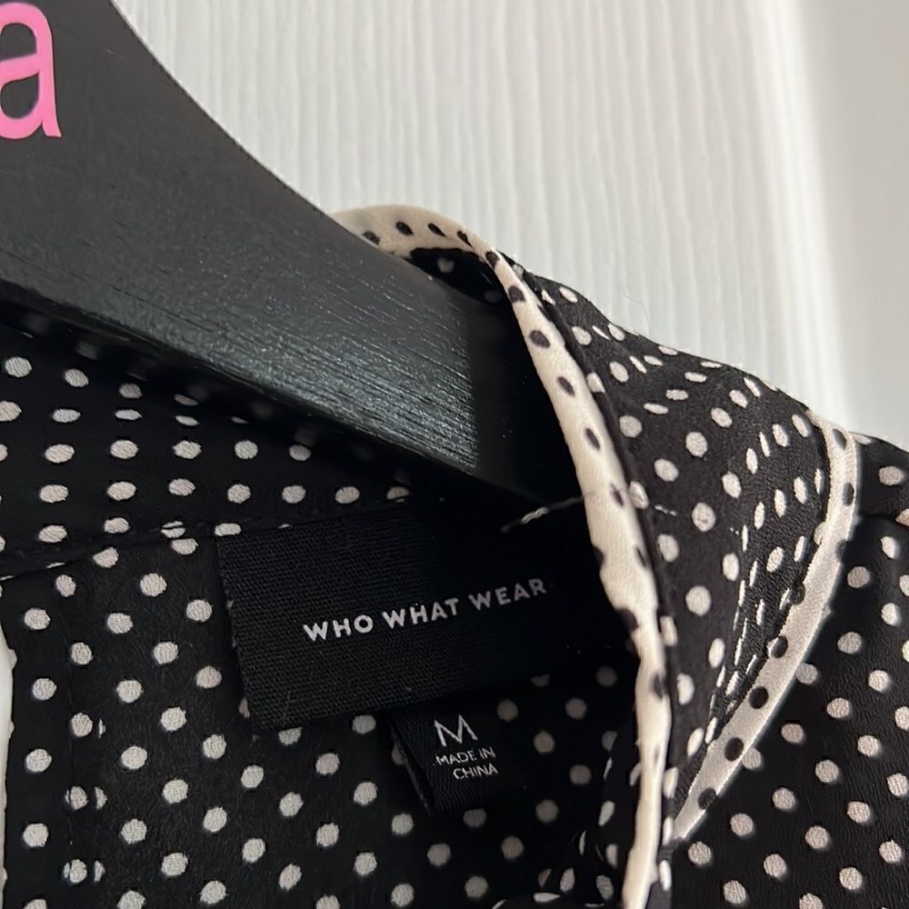 WHO WHAT WEAR Black Polkadot High Neck Blouse - Picture 15 of 16
